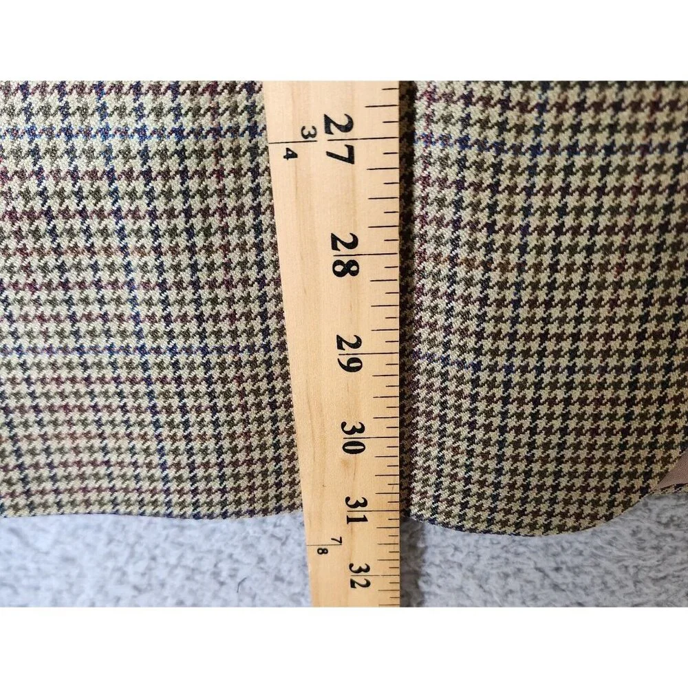 CHAPS Beige Houndstooth Blazer Sport Coat Suit Jacket Men's Size 42‎ R 100% Silk